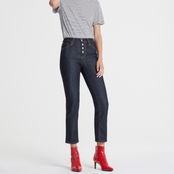 AG Adriano Goldschmied "Isabelle Button-up High Rise Straight Crop" Jeans‎ - Picture 1 of 8